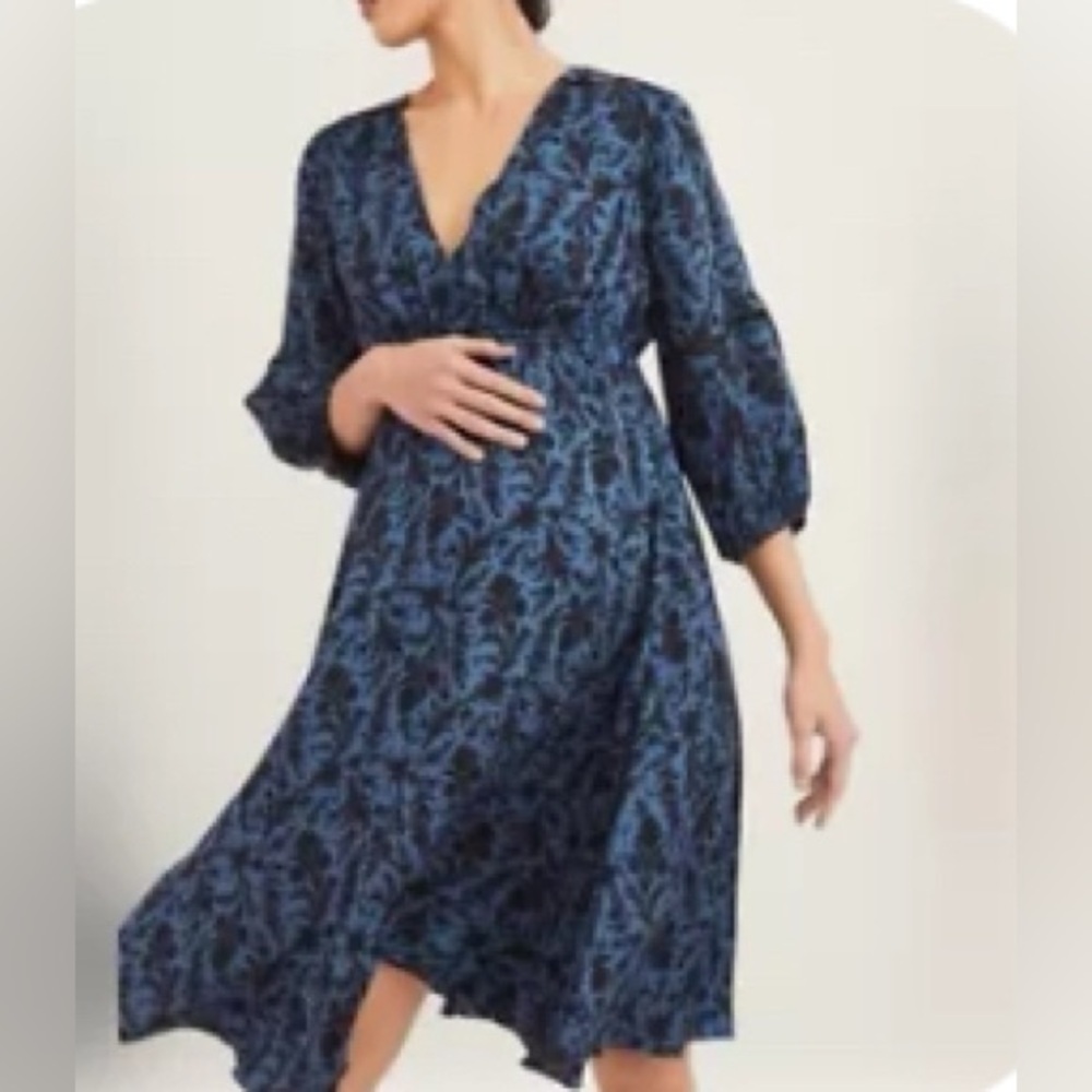 The Nines by HATCH Blue and Black Midi Dress
